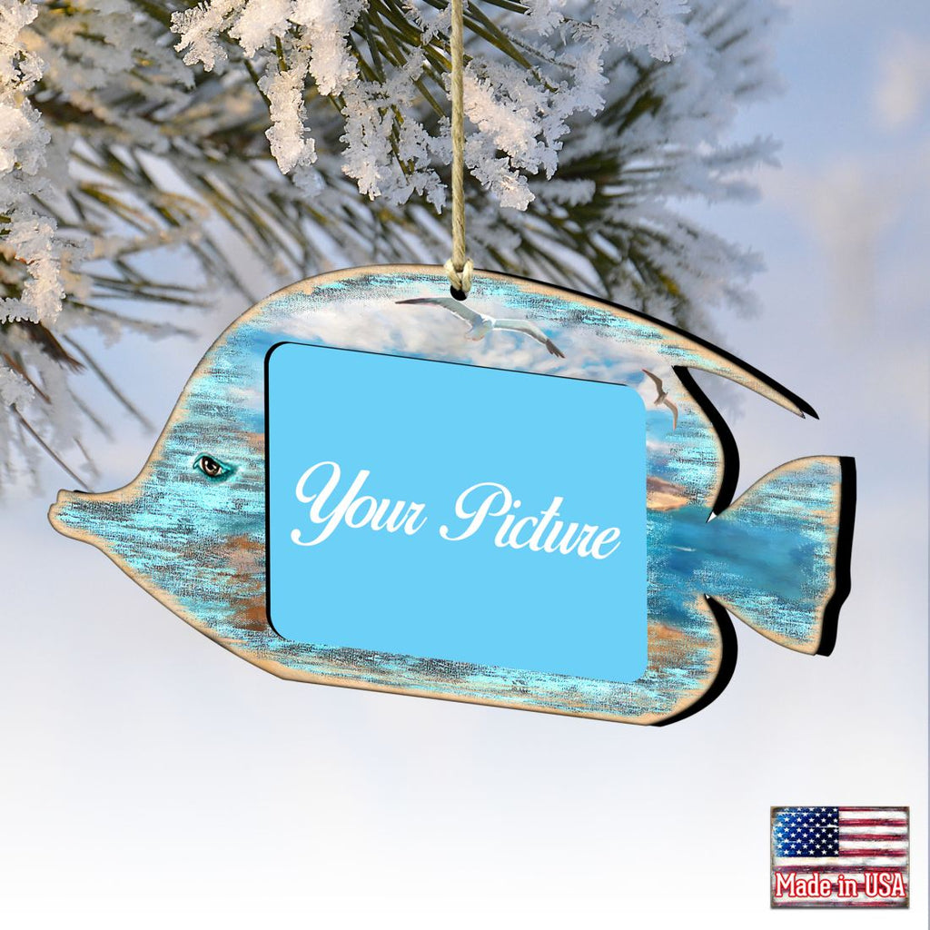 Tropical Fish Coastal Picture Frame Ornaments - Ornament for Photo - Coastal Holiday Decor - 8198527PF