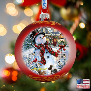 An Old-fashioned Christmas Glass Ornament by D. Gelsinger - Christmas Santa Snowman Decor - 71117-1563