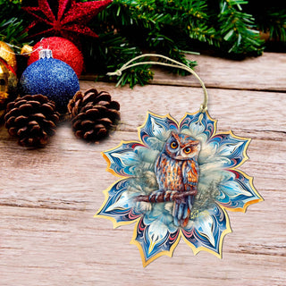 Great Horned Owl Snowflake Large Wooden Ornament by G. Debrekht - Nature Wildlife Decor - 8688436M