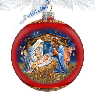 From Stable to Savior Lg Glass Ornament by G.Debrekht - Nativity Holiday Decor - 73956