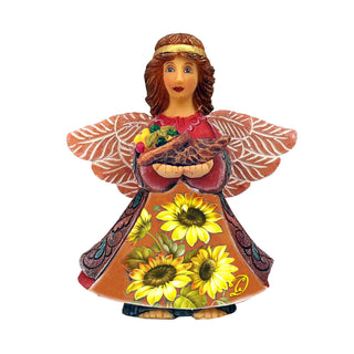 Autumn Angel With Cornucopia Handcrafted Christmas Figurine by G. DeBrekht - Thanksgiving Halloween Decor - 516656
