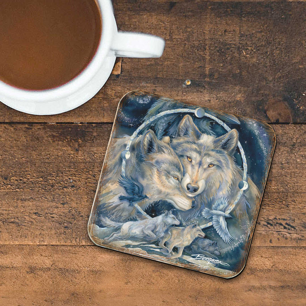 In Spirit I am Free Wooden Cork Coasters Gift Set of 4 by J. Bergsma - Wildlife Decor - 8199471C-S4