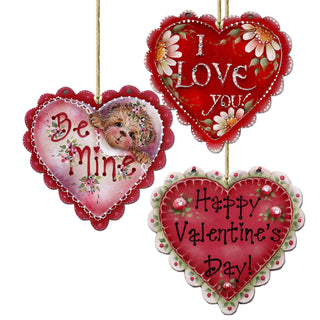 Hearts of Love Eco Wood Ornaments Set of 3 by G. Debrekht - Love Family Decor - 8091054-S3