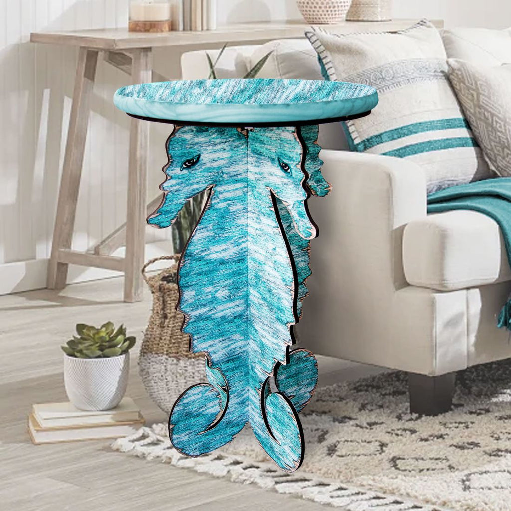 Seahorses Coastal Wooden Side Table Folded by G. DeBrekht - Coastal Sea-Life Decor - G99991