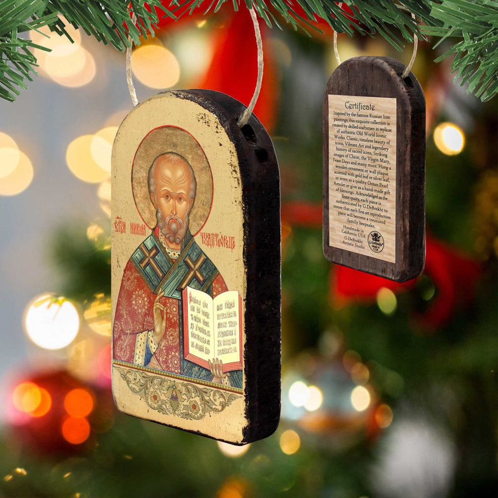Saint Nicholas Religious Orthodox Sacred Icon Ornament - Inspirational Icon Decor - 87021