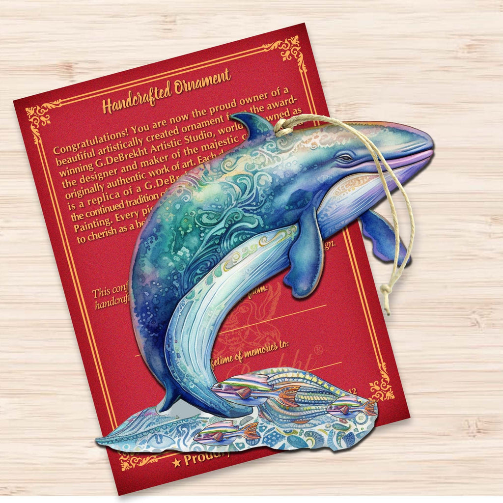 Alaskan Fairy Whale Wooden Ornaments by G.Debrekht - Wildlife Holiday Decor - 8710107-3