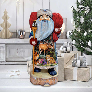 Peaceful Wildlife Santa Hand-Painted WOODCARVED Masterpiece by G. DeBrekht - Christmas Decor - 241143-2