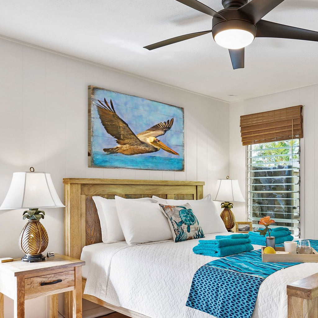 Flying Pelican Wooden Coastal Wall Art by Nature Wonders - Coastal Sea-Life Decor - 95387B