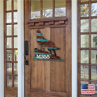 Wolf Log Cabin Wooden Personalized House Number Sign by G. Debrekht - Nature Wildlife Decor - Handcrafted Wooden Handcrafted Wooden Handcrafted Wooden Handcrafted Wooden Address Sign - MA98227