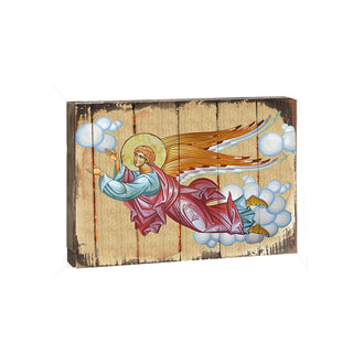 Flying Angel Wooden Gold Plated Religious Christian Sacred Icon - Inspirational Icon Decor - 85034