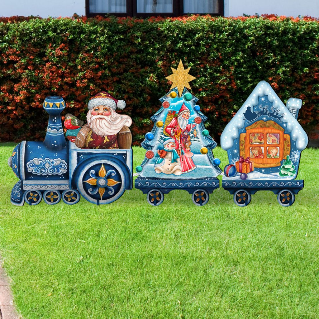 Santa Holiday Express Christmas Outdoor Decor by G. DeBrekht - Christmas Santa Snowman Decor - 8129211F-S3
