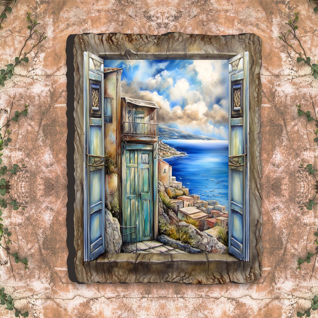 Coastal View Landscape Window Wall Art by G. DeBrekht Coastal Decor - 8492108W