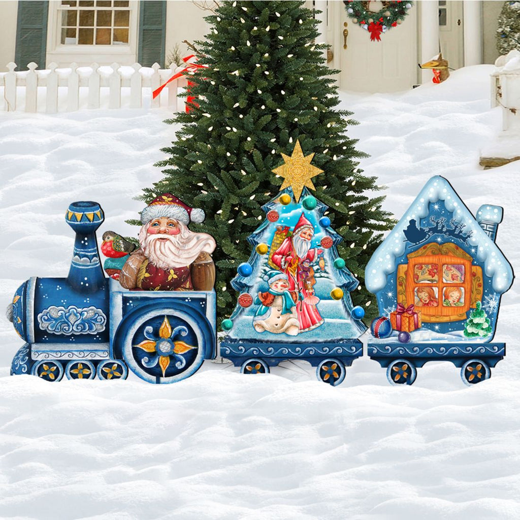 Santa Holiday Express Christmas Outdoor Decor by G. DeBrekht - Christmas Santa Snowman Decor - 8129211F-S3