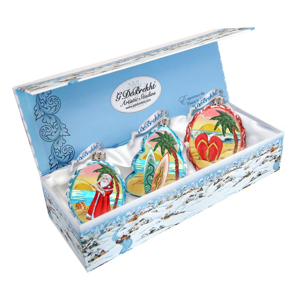 Christmas In July Mercury Glass Ornaments Set of 3 by G. DeBrekht - Coastal Holiday Decor - 770130S3
