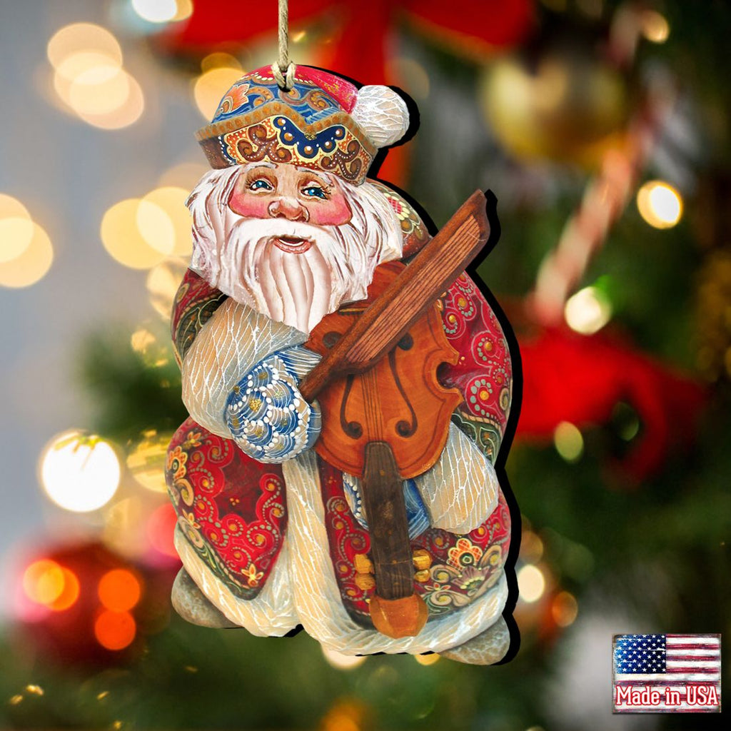 Musician Santa Wooden Ornaments by G. DeBrekht - Christmas Santa Snowman Decor - 8116213