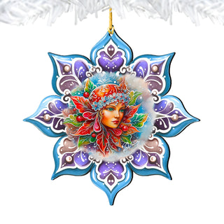 Frosty Fairy Snowflake Large Wooden Ornaments by G. Debrekht - Christmas Decor - 8688403M