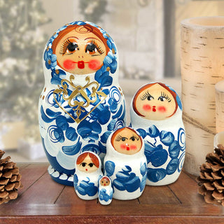 Ladybug Matreshka Nesting Hand-Painted Doll Set of 5 by G. DeBrekht - Christmas Decor - 140080