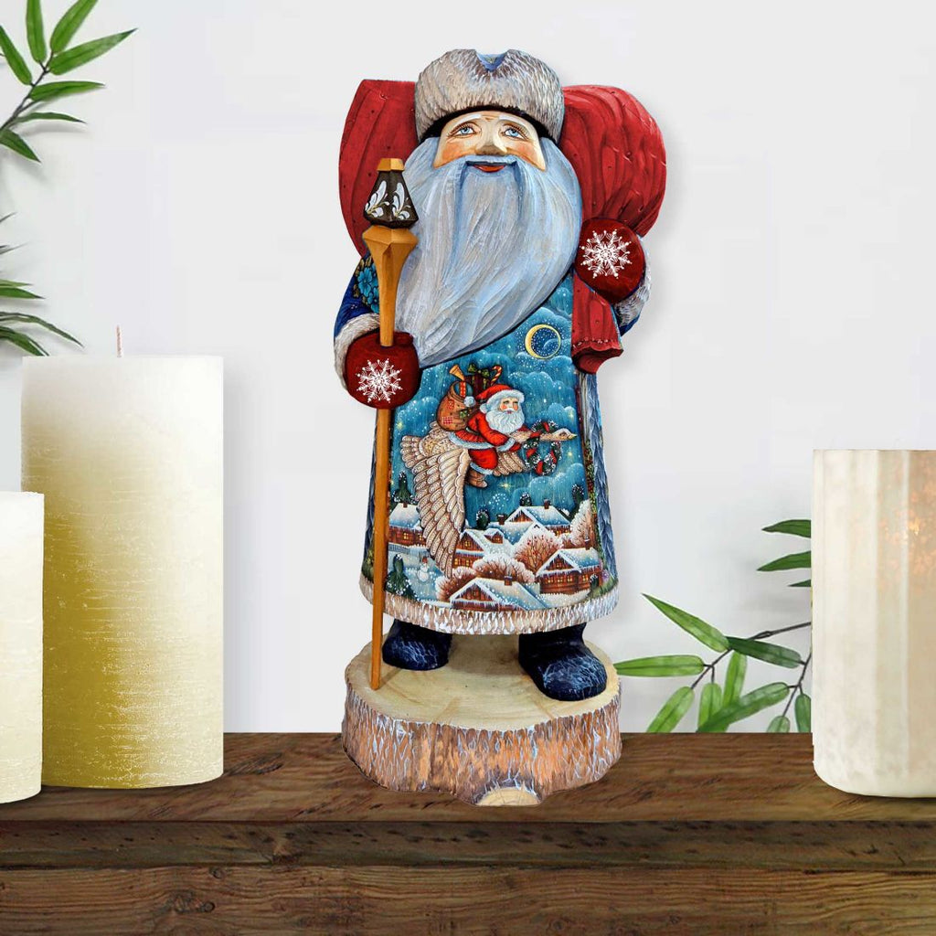 Santa Goose Ride Santa Hand-Painted WOODCARVED Masterpiece by G. DeBrekht - Christmas Decor - 241143-4 *** PRE-ORDER - Handmade Just for You! ***