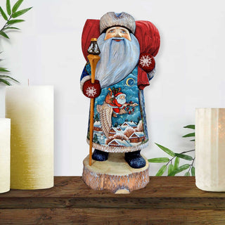 Santa Goose Ride Santa Hand-Painted WOODCARVED Masterpiece by G. DeBrekht - Christmas Decor - 241143-4 *** PRE-ORDER - Handmade Just for You! ***