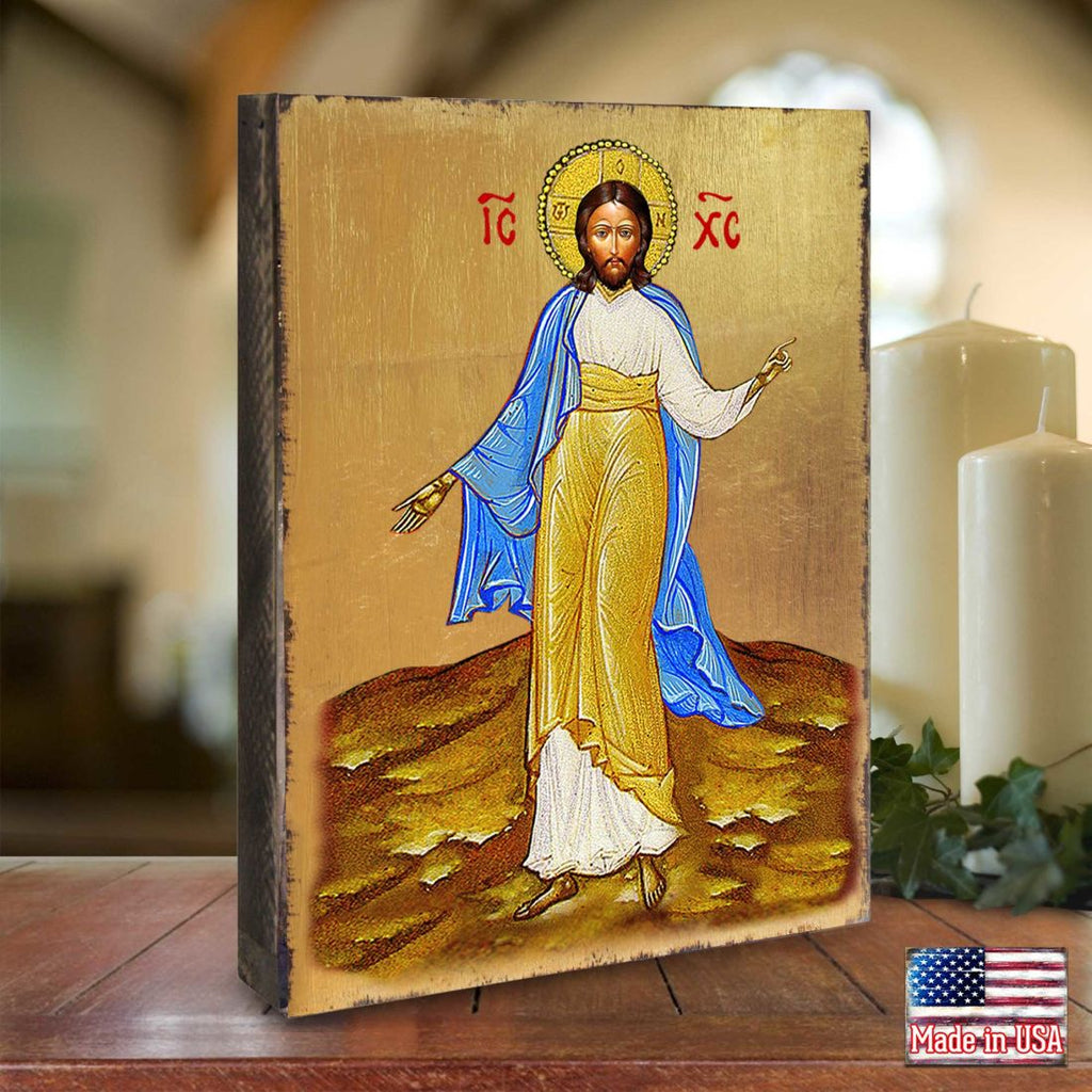 Jesus Wooden Gold Plated Religious Christian Sacred Icon - Inspirational Icon Decor - 85051