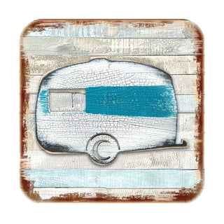 Woodsy Camper Wooden Cork Coasters Gift Set of 4 by Nature Wonders - Nature Wildlife Decor - 8198431-9C-S4