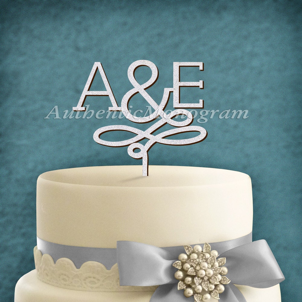 Wedding Cake Topper - Wooden Unpainted INITIALS MONOGRAM decorated Cake Topper, Anniversary, Wedding Decor Celebration, Engagement 42083*