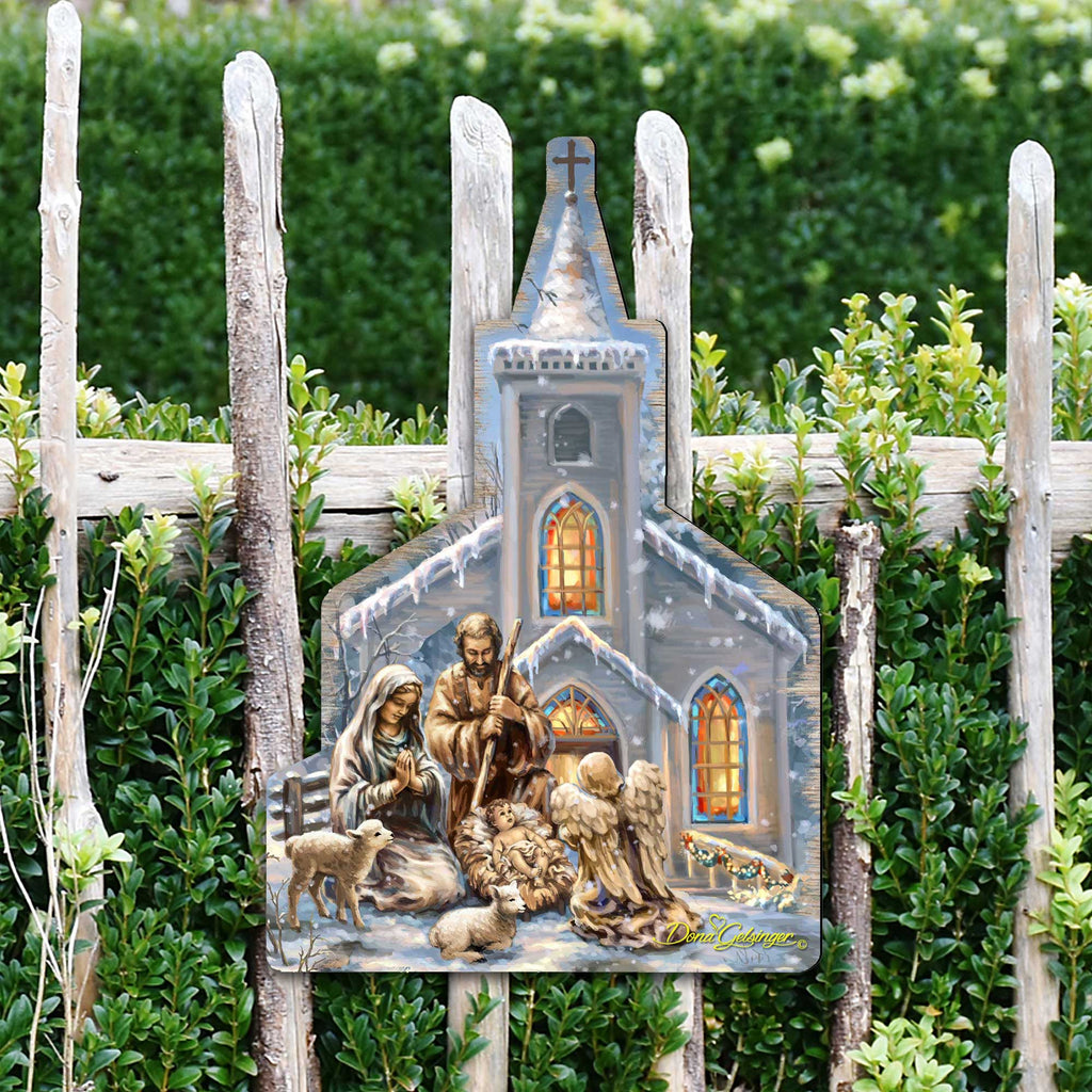 Nativity at the Chapel Nativity Door Decor by D. Gelsinger - Nativity Holiday Decor - 8121016H-1606
