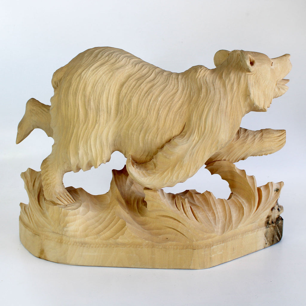 One-of-a-Kind Running Bear Wood Carved Figurine 10