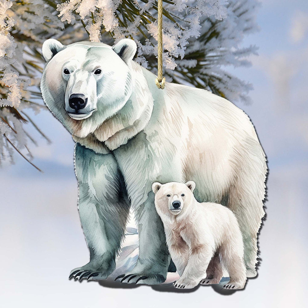 Polar Bear with Cub Wooden Ornaments by G.Debrekht - Wildlife Holiday Decor - 8710105-3