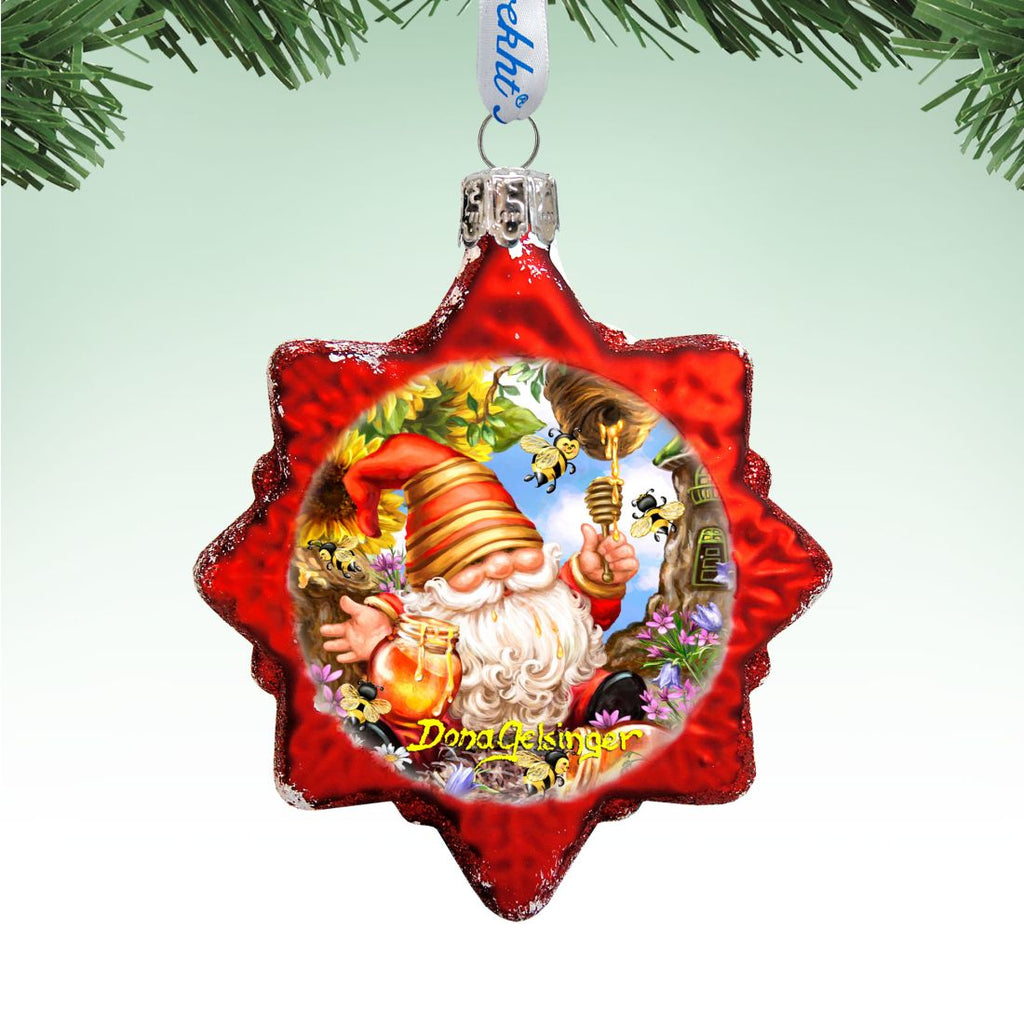 Honeycomb Gnome Dwarf Mercury Glass Ornament by D. Gelsinger - Christmas Decor - 778108-DG