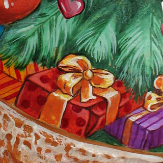 Santa Putting Up the Evergreen Hand-Painted WOODCARVED Figurine by G. DeBrekht - Christmas Decor - 820032 - SPECIAL ORDER *** PRE-ORDER - Handmade Just for You! ***