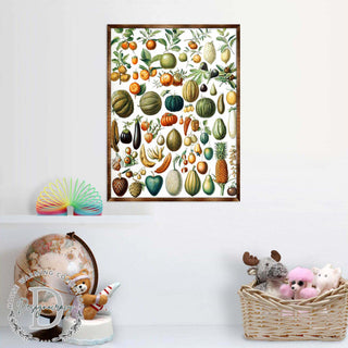 Fruit Montessori Wooden Poster - Kids Educational Poster - Homeschool I Classroom Decor - Aesthetic - 310224