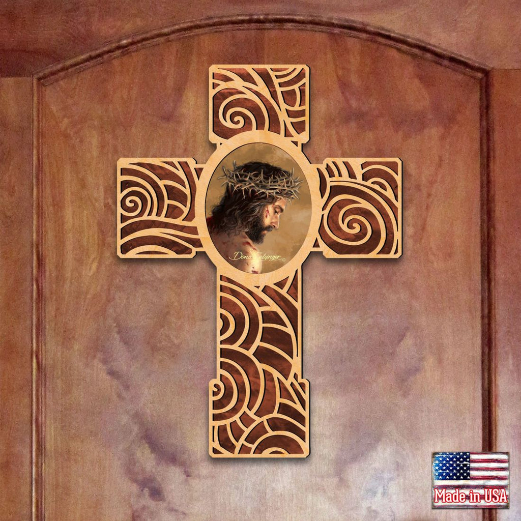 Jesus Modern Wooden Cross by D. Gelsinger - Inspirational Icon Decor - 88280-DG