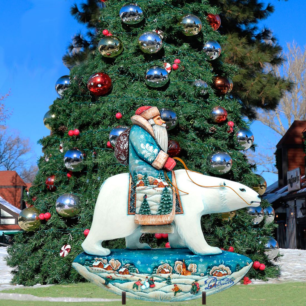 Polar Bear Santa Christmas Outdoor Scene by G. DeBrekht - Christmas Santa Snowman Decor - 8116382F