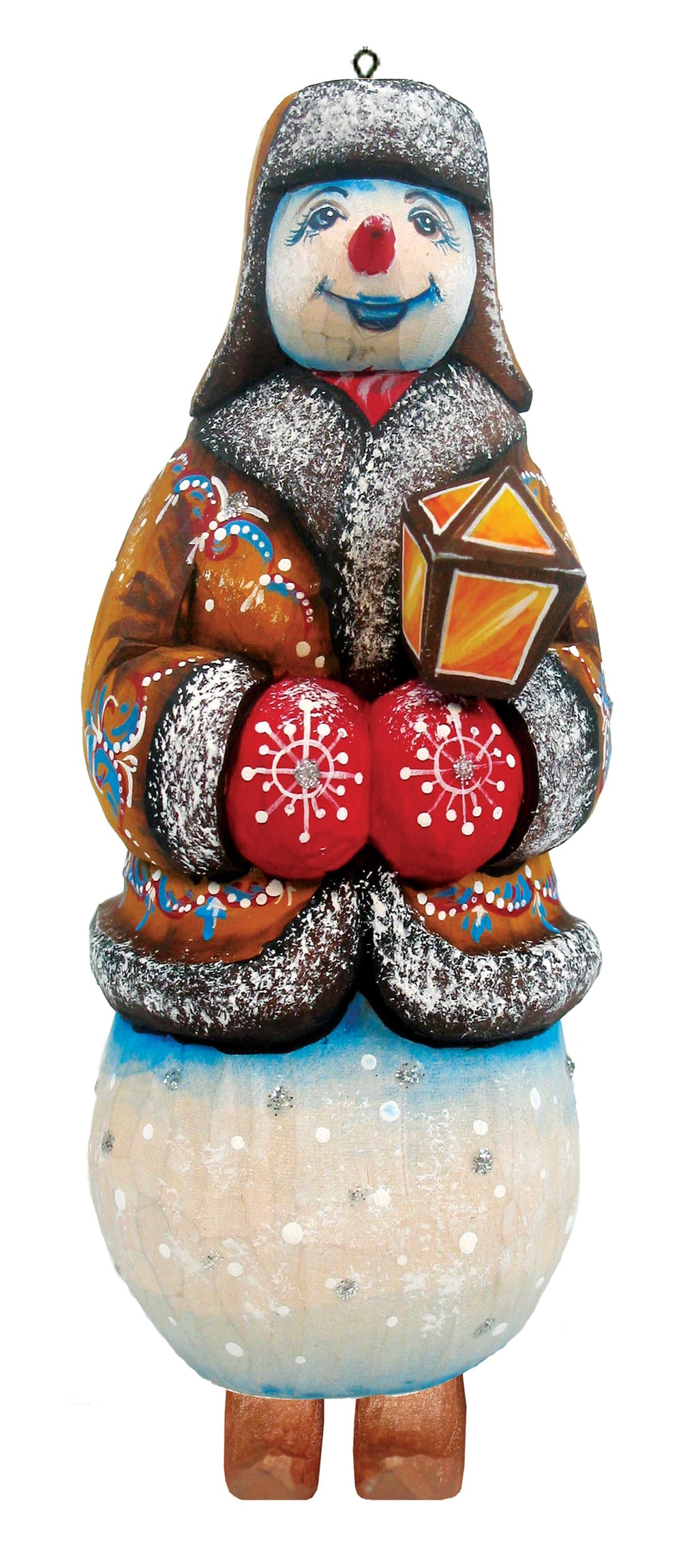 One-of-a-Kind Snowman WOODCARVED Handpainted Figurine 2.5 X 2 X 5.5