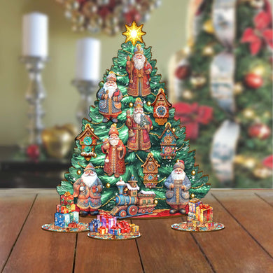 Santa Christmas Arrival Christmas Tree Eco Wood Set by G.DeBrekht Christmas Decor - 8091517