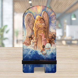 Blessing Mother Cell Phone Stand Inspirational Decor Wood Mobile Tablet Holder Charging Station Organizer by Josephine Wall - 892083-JW