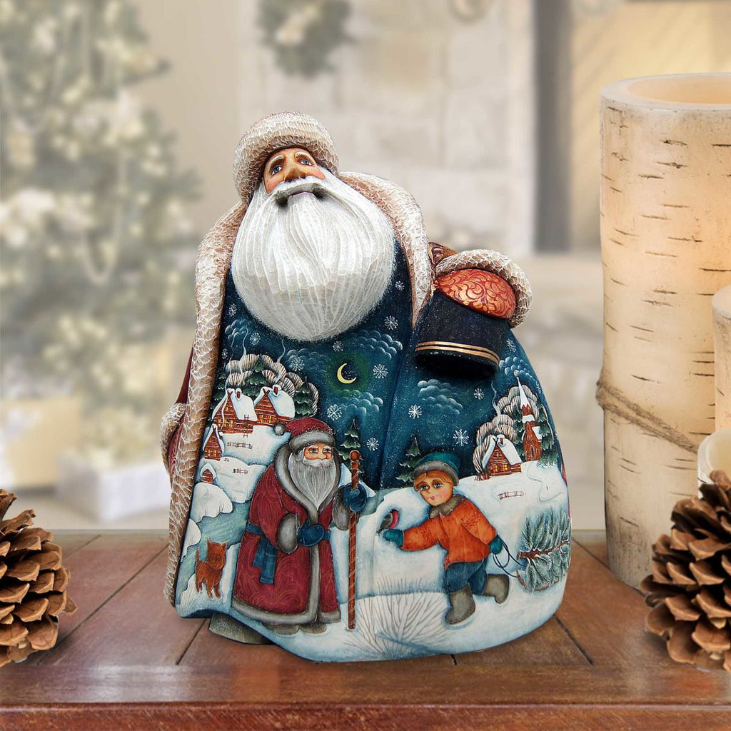 Santa with Boy Hand-Painted WOODCARVED Masterpiece by G. DeBrekht - Christmas Decor - 821706