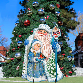 Santa with Girl Christmas Outdoor Decor by G. DeBrekht - Christmas Santa Snowman Decor - 8111410F