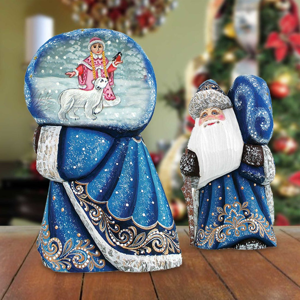 Delightfully Fun Yuletide Santa Hand-Painted WOODCARVED Figurine by G. DeBrekht - Christmas Decor - 8215545