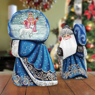 Delightfully Fun Yuletide Santa Hand-Painted WOODCARVED Figurine by G. DeBrekht - Christmas Decor - 8215545