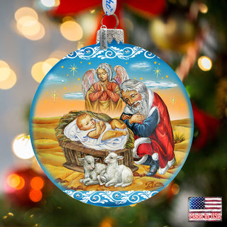 Adoration Glass Ornament Limited Edition by G. Debrekht - Nativity Holiday Decor Item 73864B