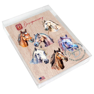Horses Decorative Eco Wood Magnets Set of 6 by G. Debrekht - Wildlife Decor - 8090039G-S6