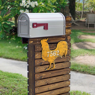 Rooster Wooden Custom House Number Sign by G. DeBrekht - Nature Wildlife Decor - Handcrafted Wooden Handcrafted Wooden Handcrafted Wooden Address Sign - MA98135