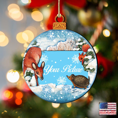 Christmas Ball Picture Frame Ornaments - Ornament for Photo - Christmas Santa Snowman Decor - 8173412PF