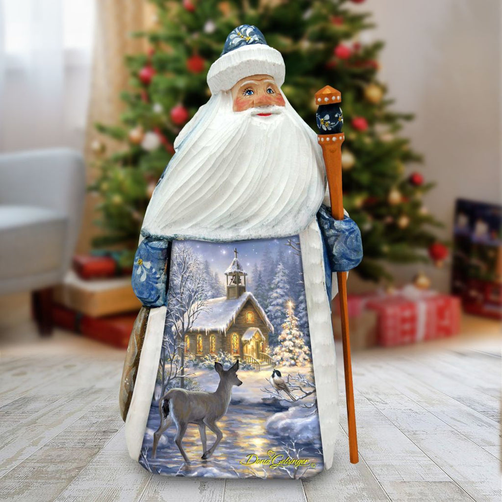 Chapel in The Snow Hand-Painted WOODCARVED Figurine by D. Gelsinger - Nativity Holiday Decor - 242104-1705