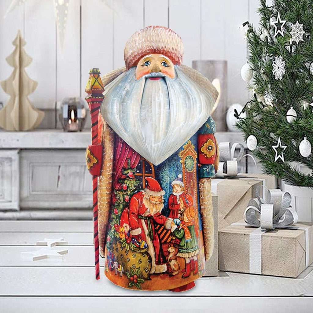 Christmas Gift Giving Father Frost Santa Hand-Painted WOODCARVED Figurine by G. DeBrekht - Christmas Decor - 241154 *** PRE-ORDER - Handmade Just for You! ***