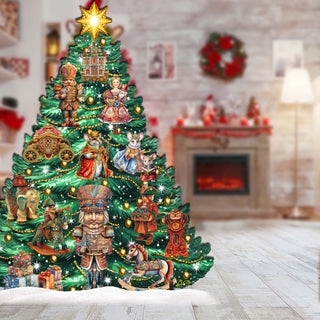 Nutcracker-Themed Christmas Tree Outdoor Indoor Decor Wooden Christmas Decoration by G. Debrekht Christmas Decor - 8191501F