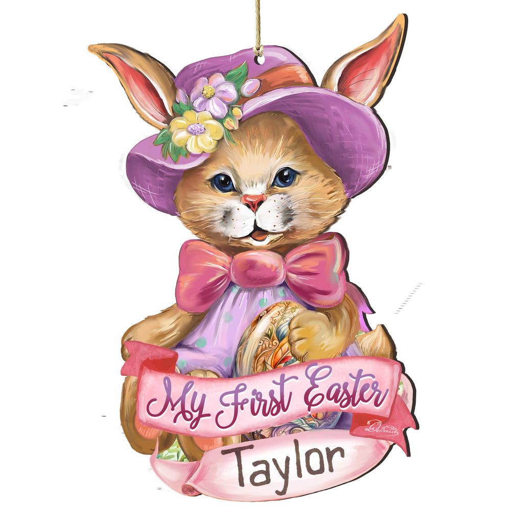 Personalized Baby Gift, Easter Wooden Ornament, Easter Basket Tag - Baby Name My First Easter Bunny Wooden Ornaments by G. Debrekht Easter Spring Decor - 8652783P-24
