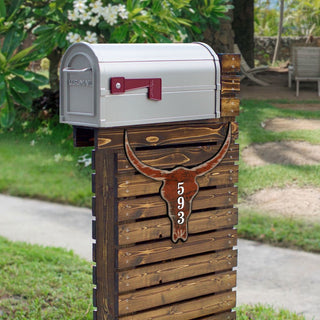 Cow Bison Buffalo Skull Personalized House Number Sign - Nature Wildlife Decor - Handcrafted Wooden Address Sign - MA98235